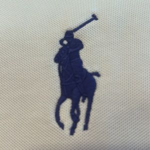 Polo Golf by Ralph Lauren, pro fit white with medium blue and medium sized pony